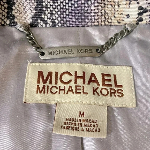 MICHAEL MICHAEL KORS  | Purple Cotton Blend Snakeskin-Print Trench Coat Size M - Picture 9 of 11